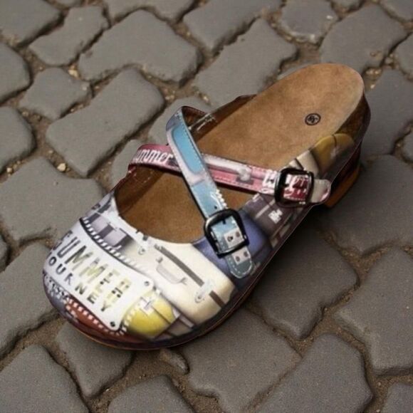 NWOB Summer Holidays Cork Insole Clog Mary Jane Sandals Size 38 US 7.5 - Picture 4 of 8